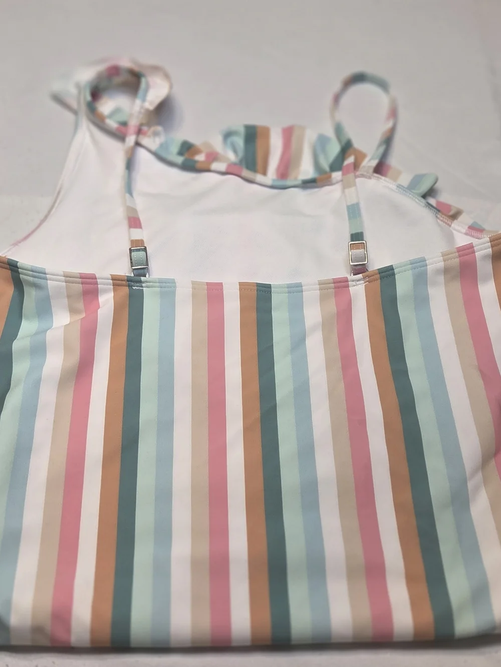 abercrombie kids Pastel Multicolor Striped One-Shoulder Swimsuit Size 15/16